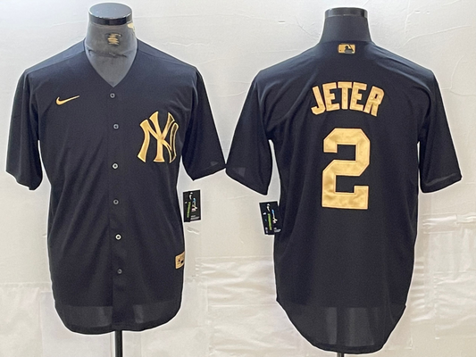 Men's New York Yankees Derek Jeter #2 Black Limited Player Jerseys