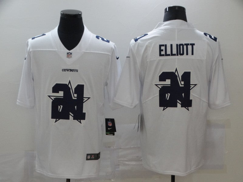 Men's Dallas Cowboys #21 Ezekiel Elliott White Player Game Jerseys