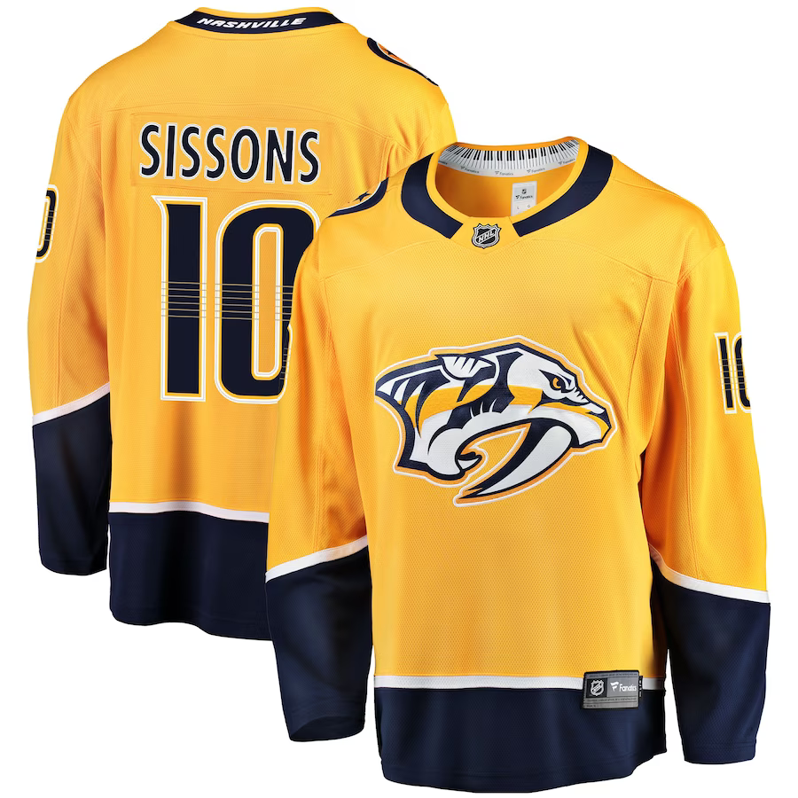 Men's Nashville Predators Colton Sissons #10 Gold Breakaway Player Jerseys