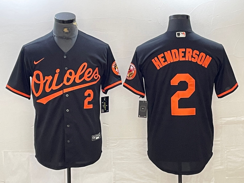 Men's Baltimore Orioles Gunnar Henderson #2 Black Replica Player Jerseys