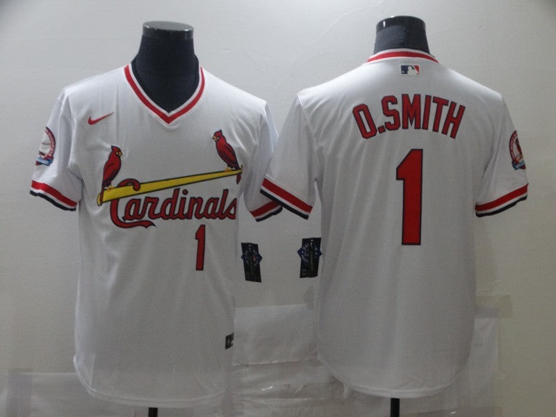 Men's St. Louis Cardinals Ozzie Smith #1 White Authentic Game Jerseys