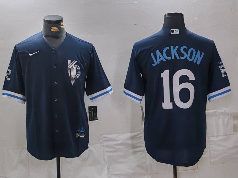 Men's Kansas City Royals Bo Jackson #16 Navy City Connect Retired Player Jerseys