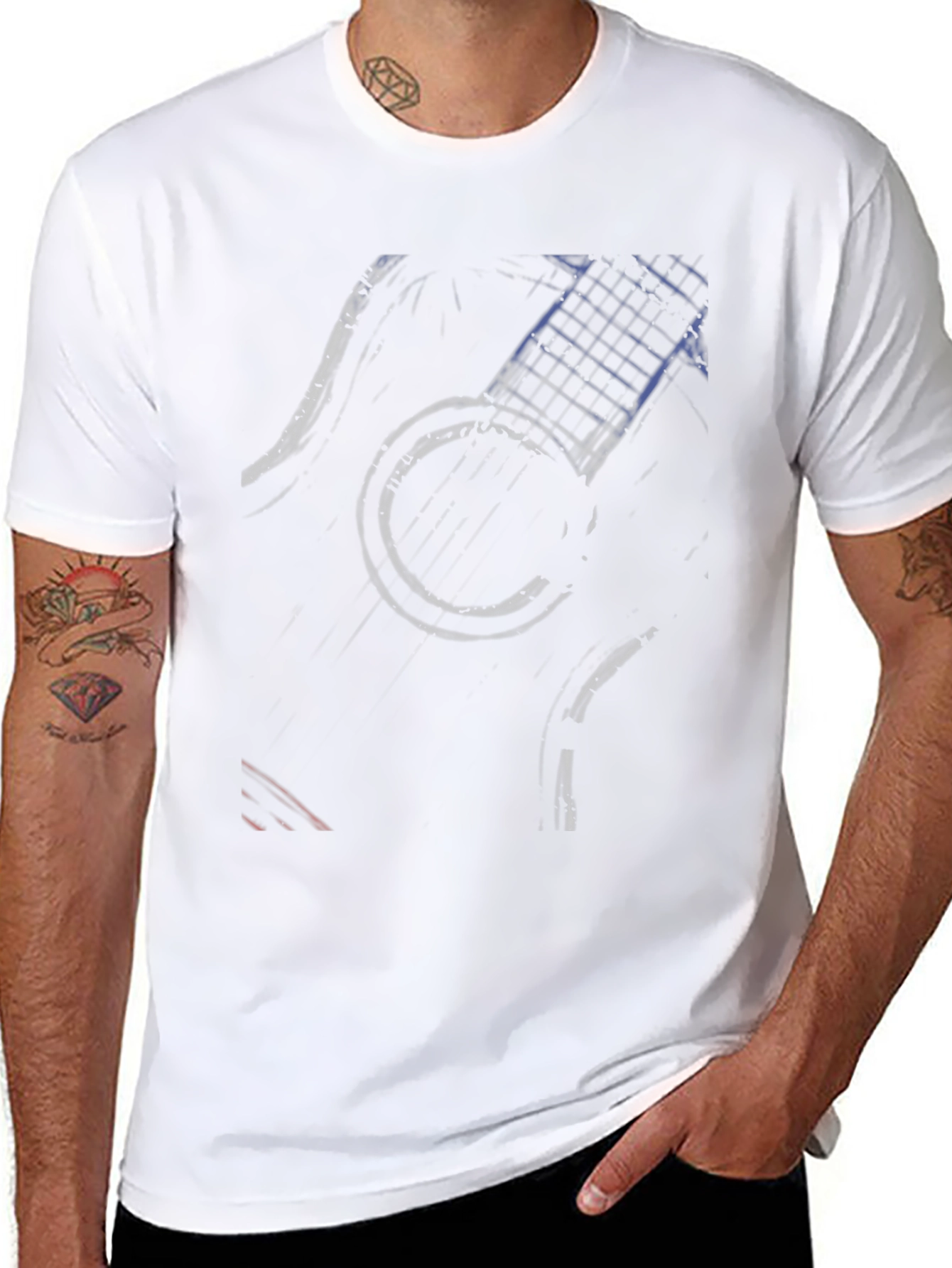 Abstract Guitar Graphic Tee - Black Cotton Comfort