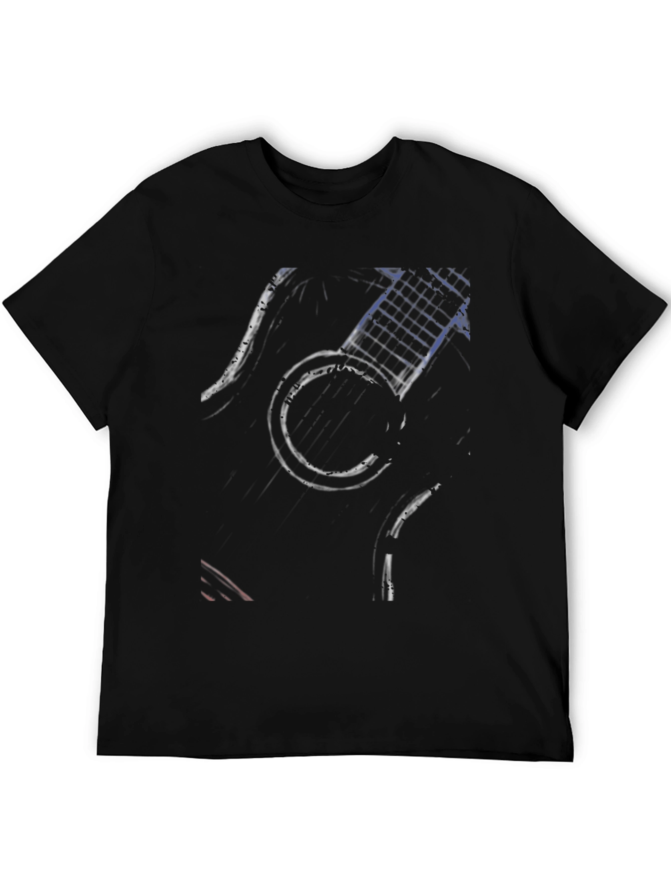 Abstract Guitar Graphic Tee - Black Cotton Comfort