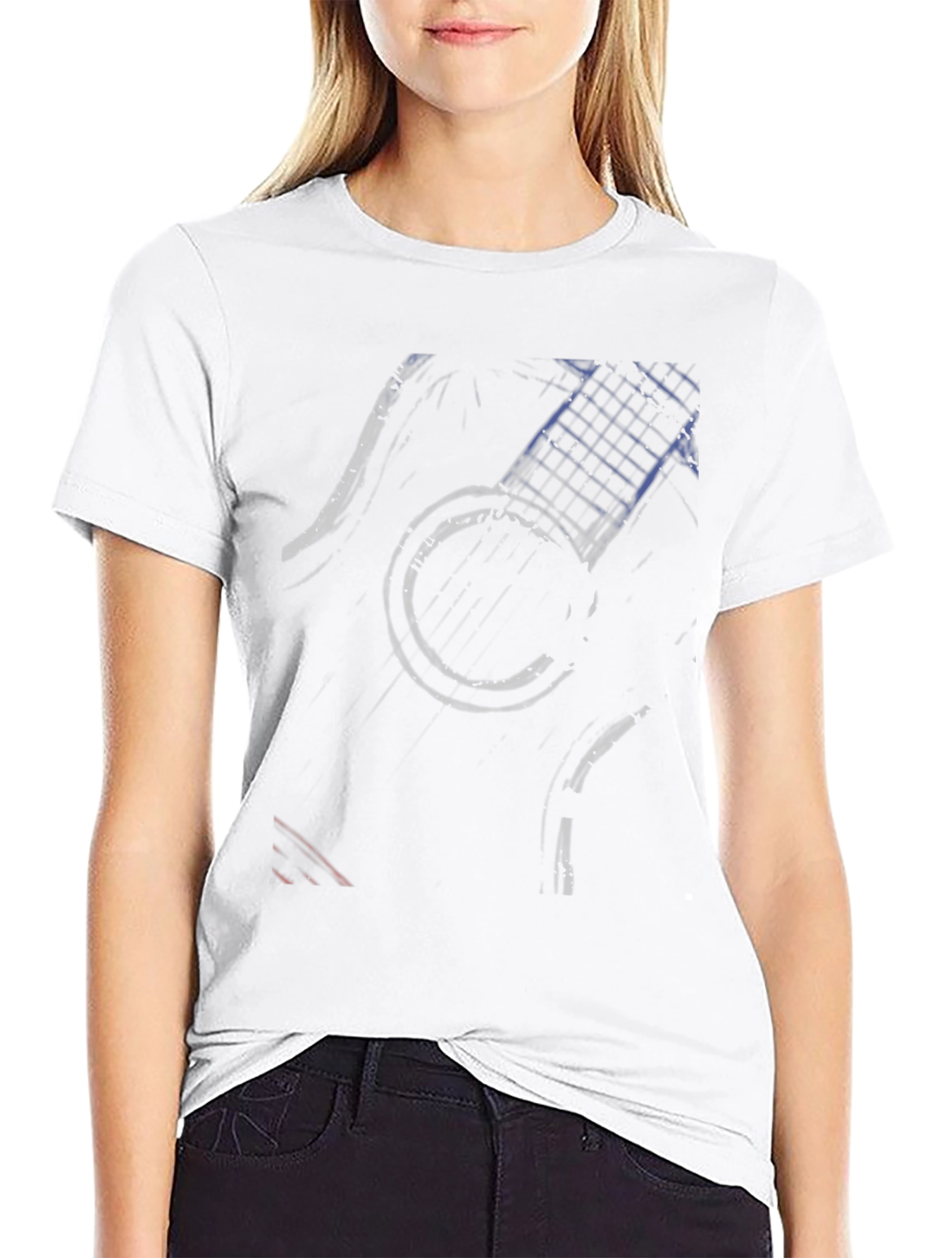 Abstract Guitar Graphic Tee - Black Cotton Comfort