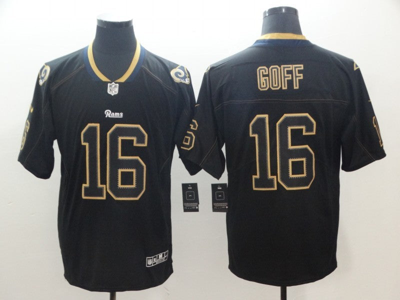 Men's Los Angeles Rams Jared Goff #16 Black Game Jerseys