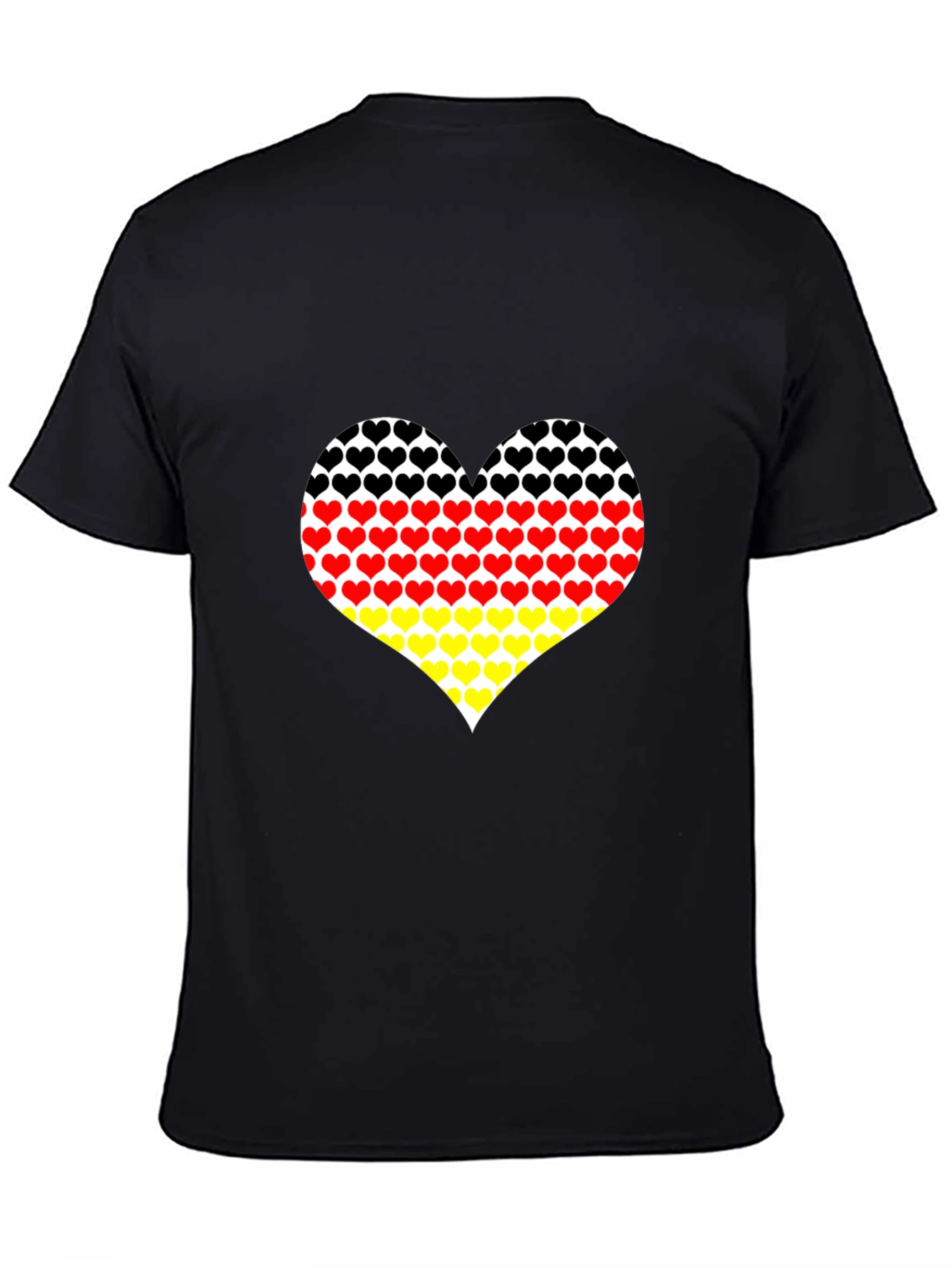 Germany Flag Heart Graphic Tee - Black Cotton T-Shirt