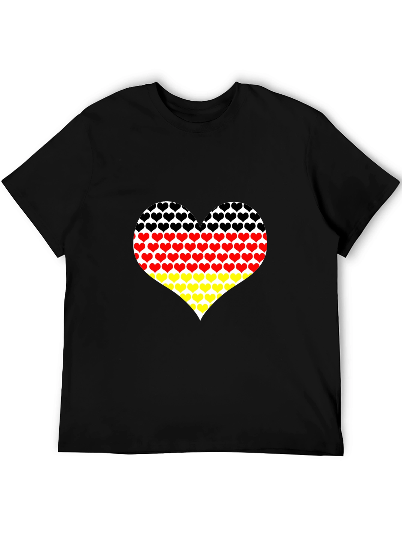 Germany Flag Heart Graphic Tee - Black Cotton T-Shirt