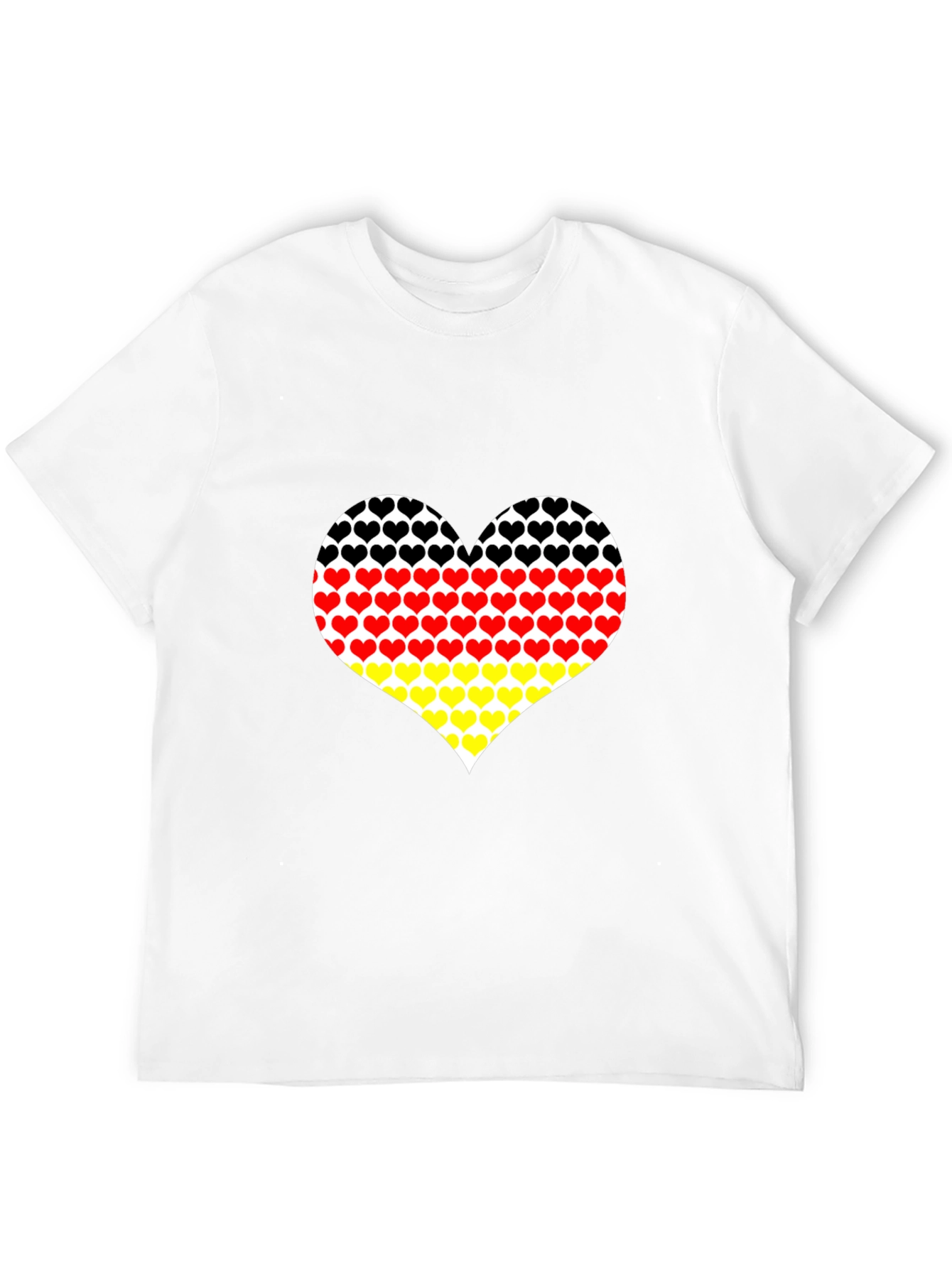 Germany Flag Heart Graphic Tee - Black Cotton T-Shirt