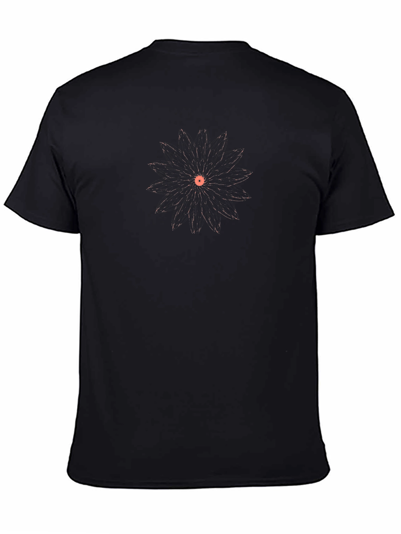 Geometric Floral Tee - Black Cotton Casual Top