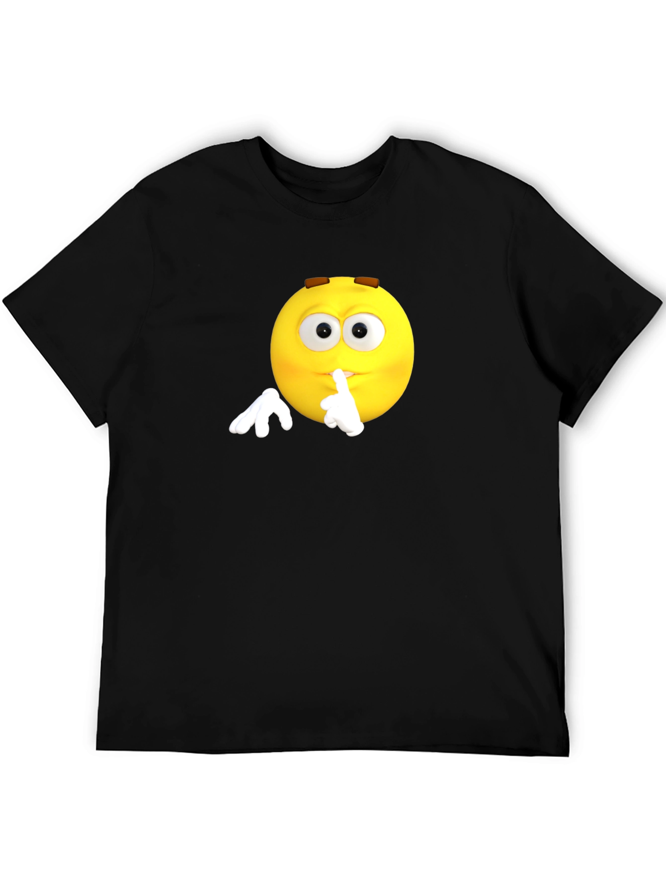 Shhh Emoji Graphic T-Shirt - Black