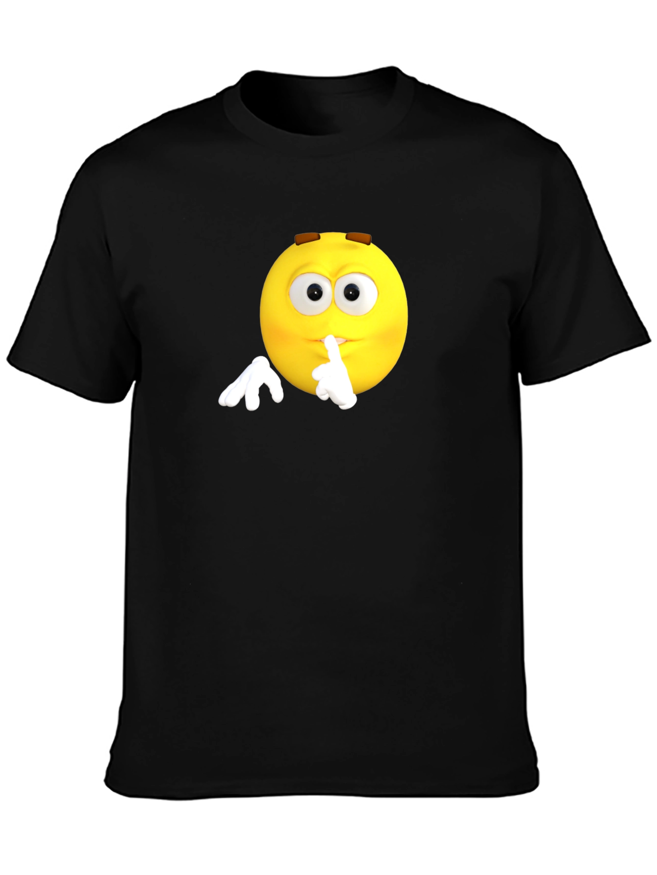 Shhh Emoji Graphic T-Shirt - Black