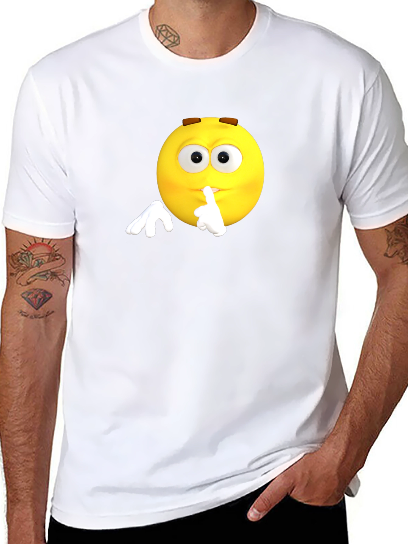 Shhh Emoji Graphic T-Shirt - Black