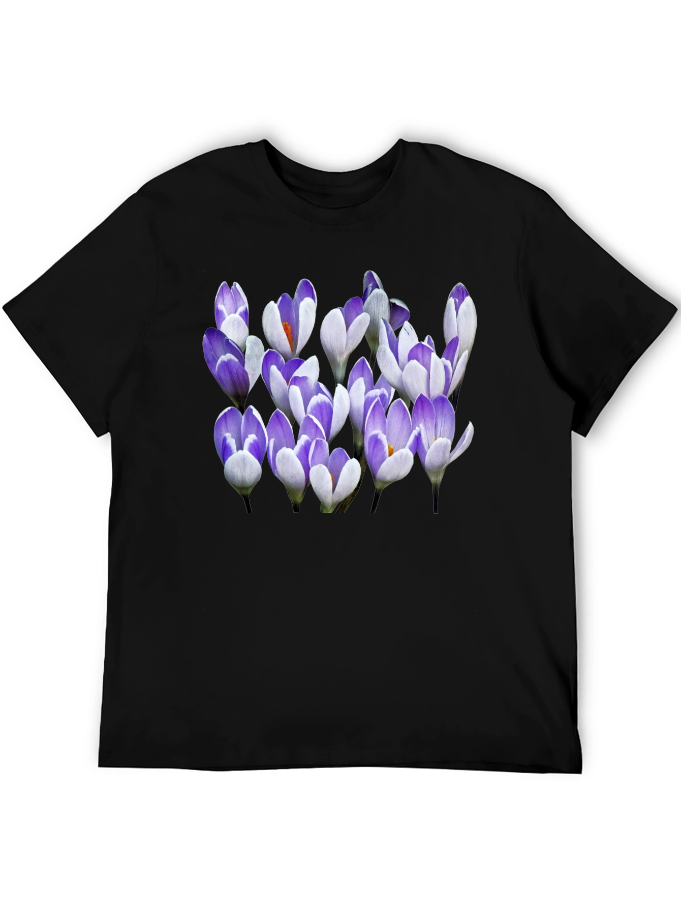 Floral Crocus Graphic Black T-Shirt