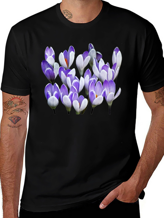 Floral Crocus Graphic Black T-Shirt