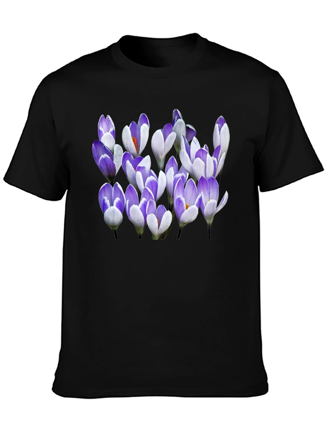 Floral Crocus Graphic Black T-Shirt