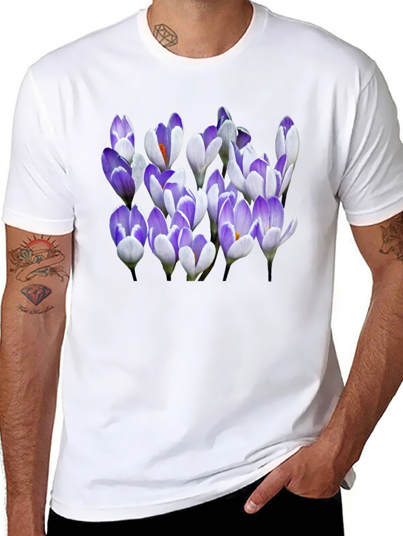 Floral Crocus Graphic Black T-Shirt