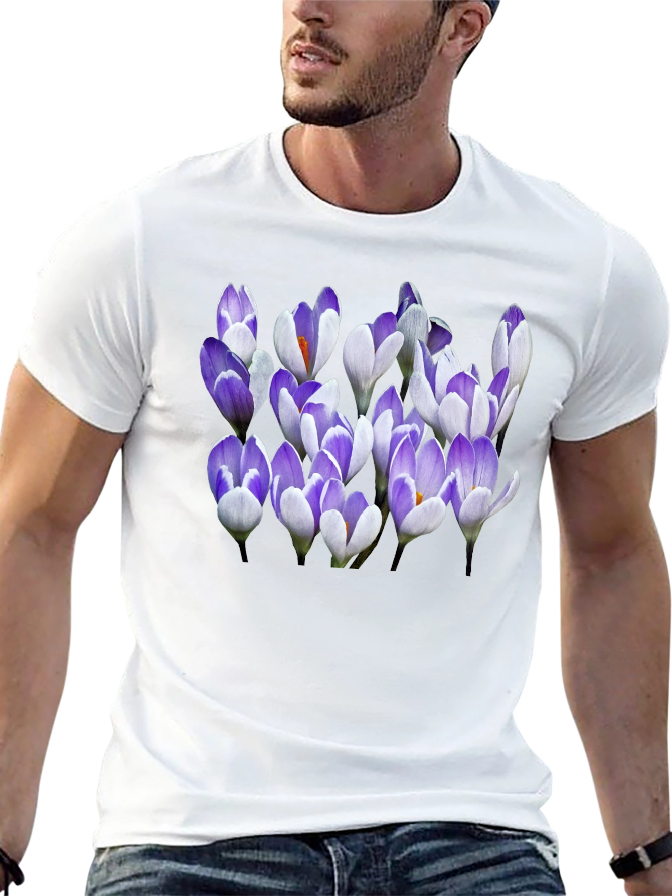 Floral Crocus Graphic Black T-Shirt