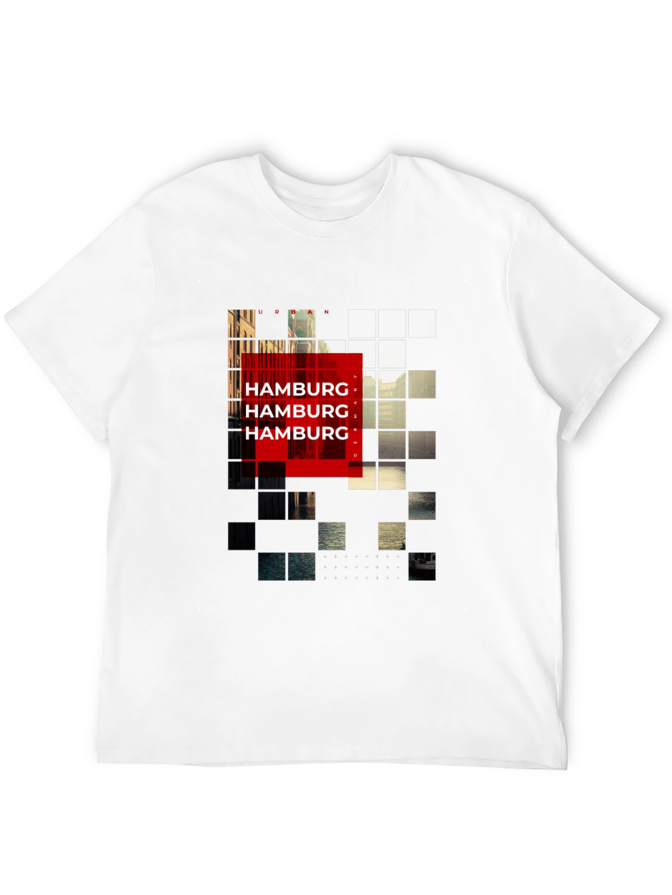 Urban Hamburg Pixel Graphic Black T-Shirt