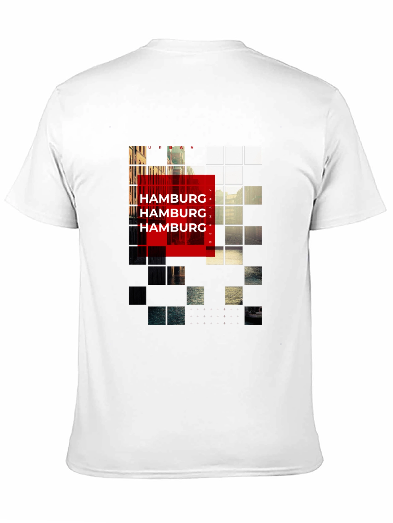 Urban Hamburg Pixel Graphic Black T-Shirt