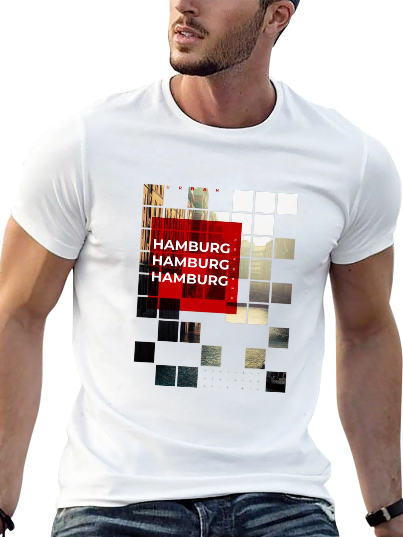 Urban Hamburg Pixel Graphic Black T-Shirt