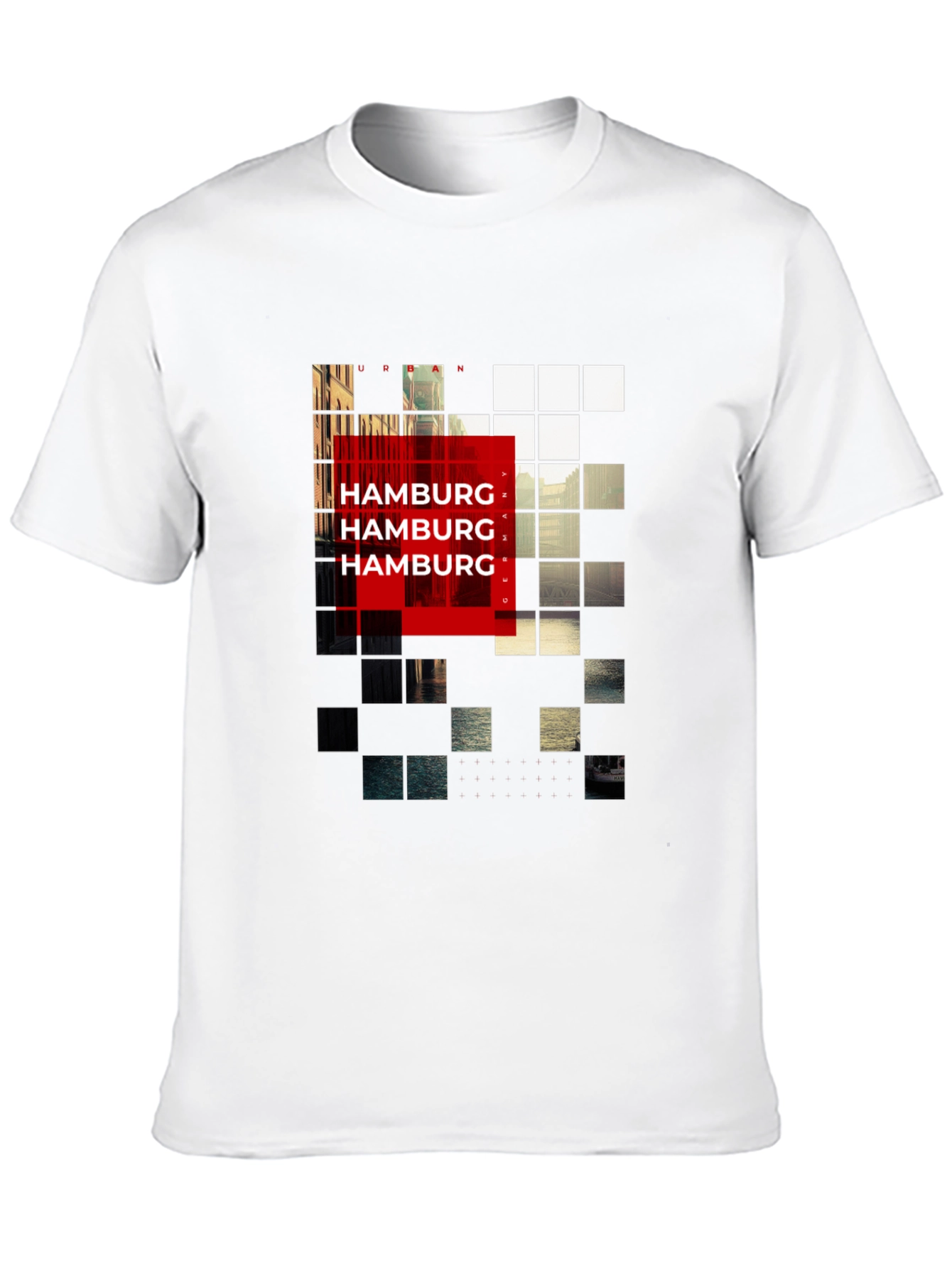 Urban Hamburg Pixel Graphic Black T-Shirt