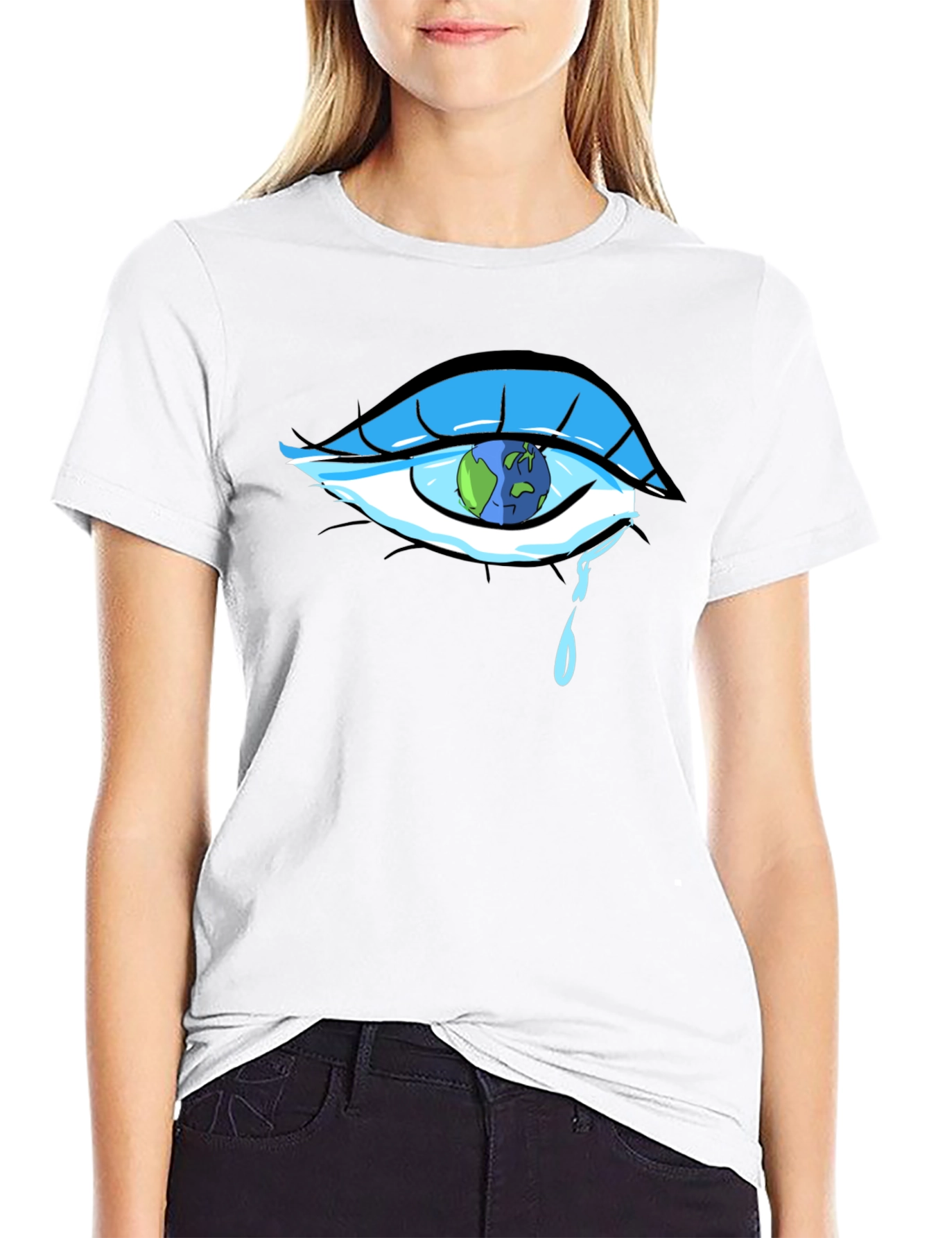 Tearful World Graphic Tee - Black Cotton T-Shirt
