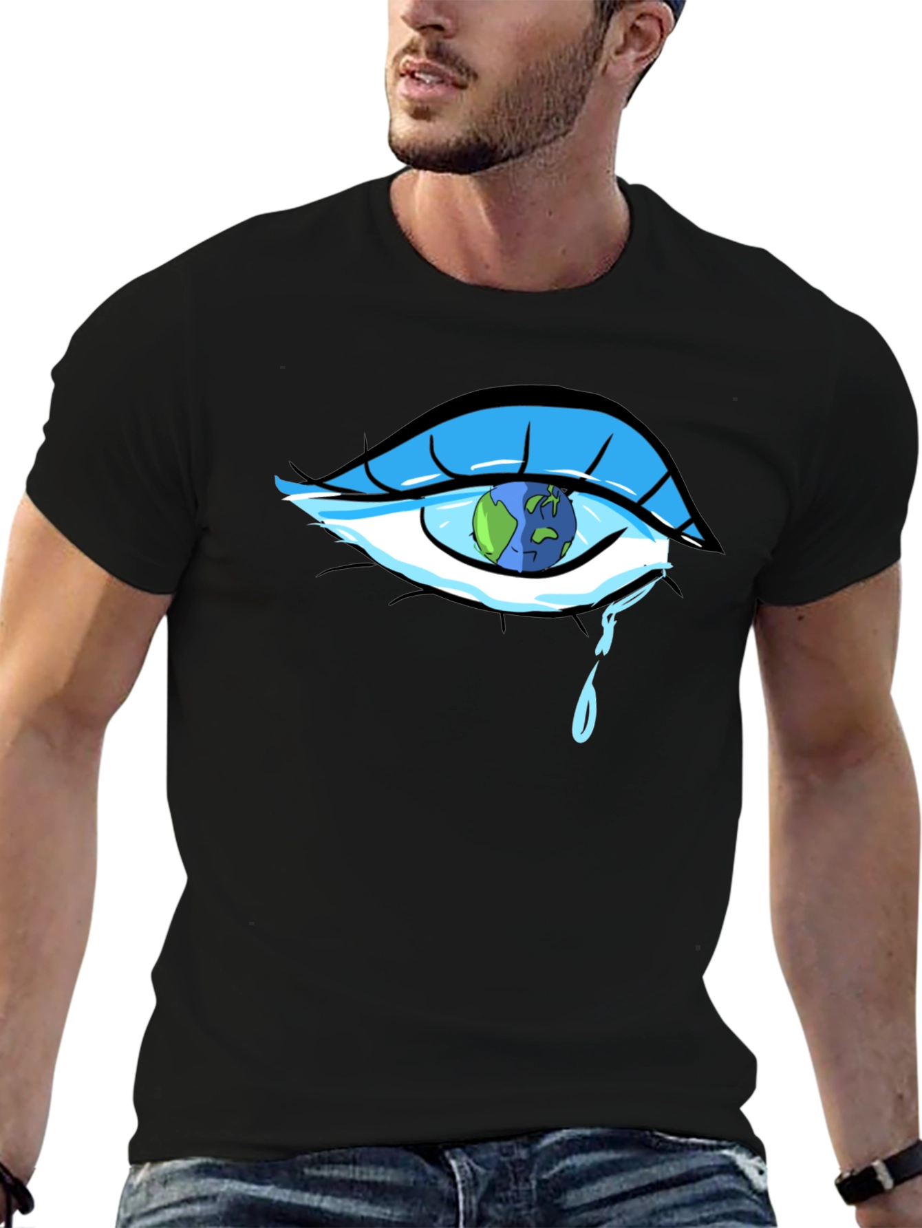 Tearful World Graphic Tee - Black Cotton T-Shirt