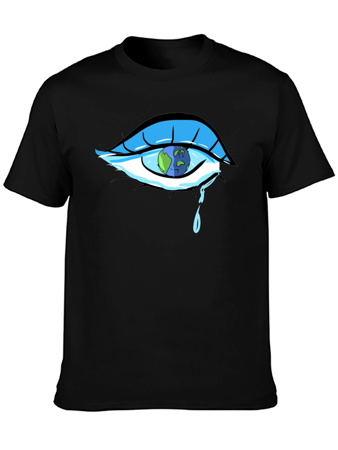 Tearful World Graphic Tee - Black Cotton T-Shirt