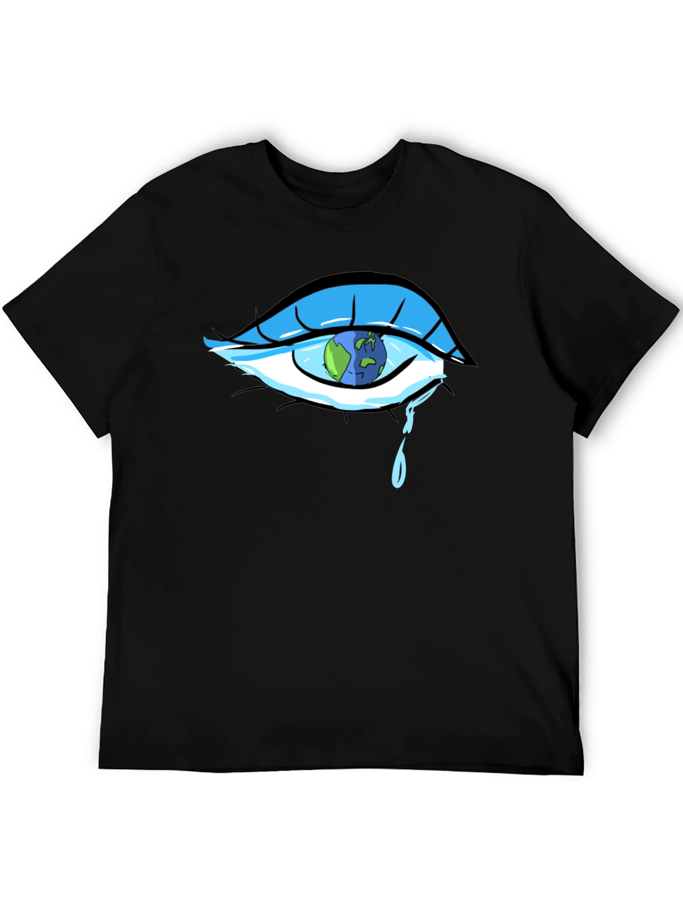 Tearful World Graphic Tee - Black Cotton T-Shirt