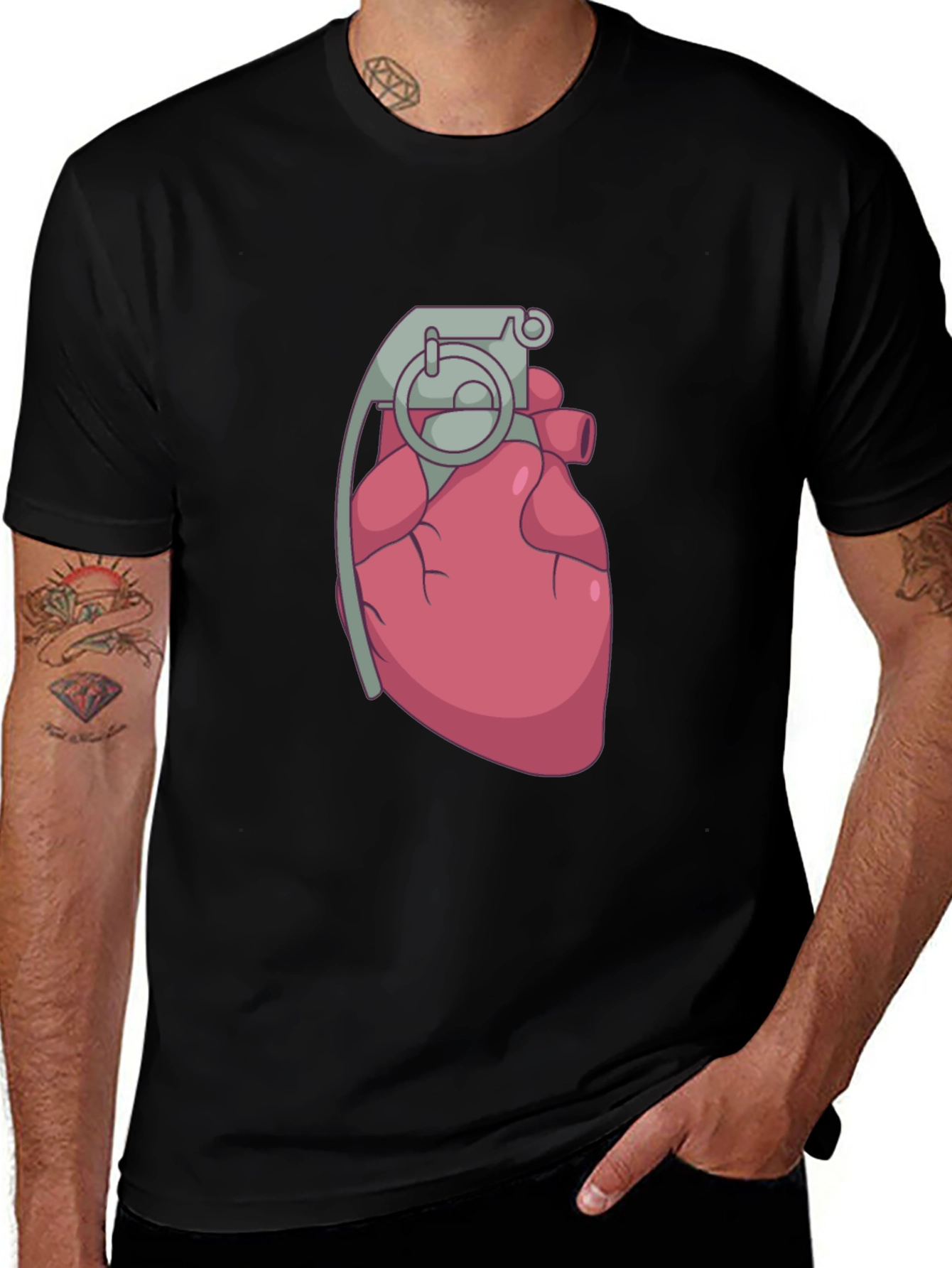Heart Grenade Black T-Shirt