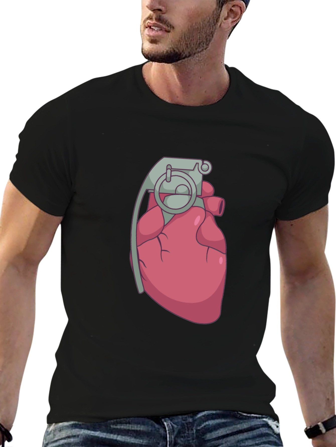 Heart Grenade Black T-Shirt