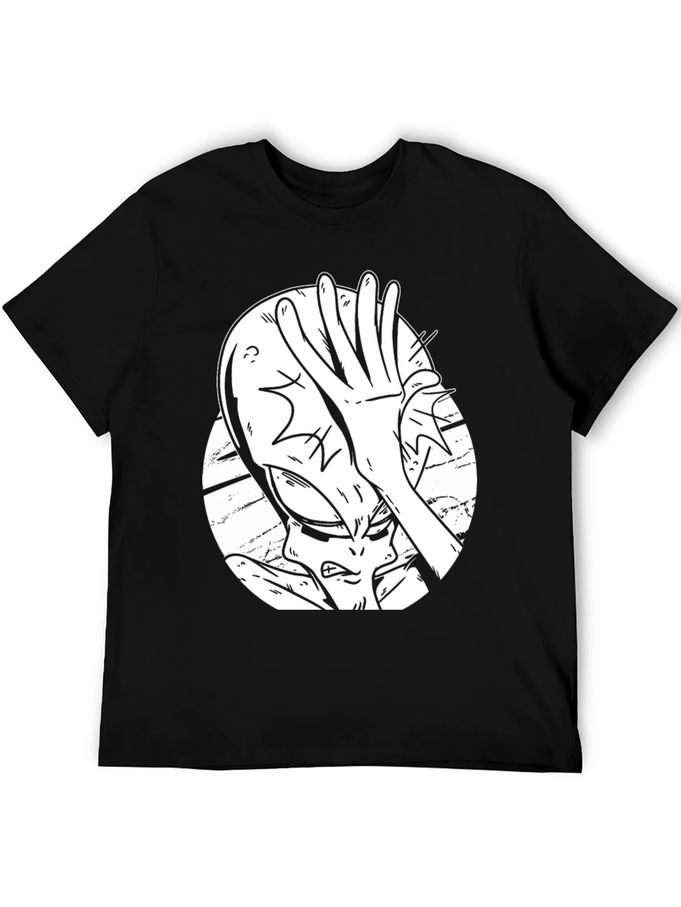 Alien Facepalm Graphic Tee - Black Cotton T-Shirt