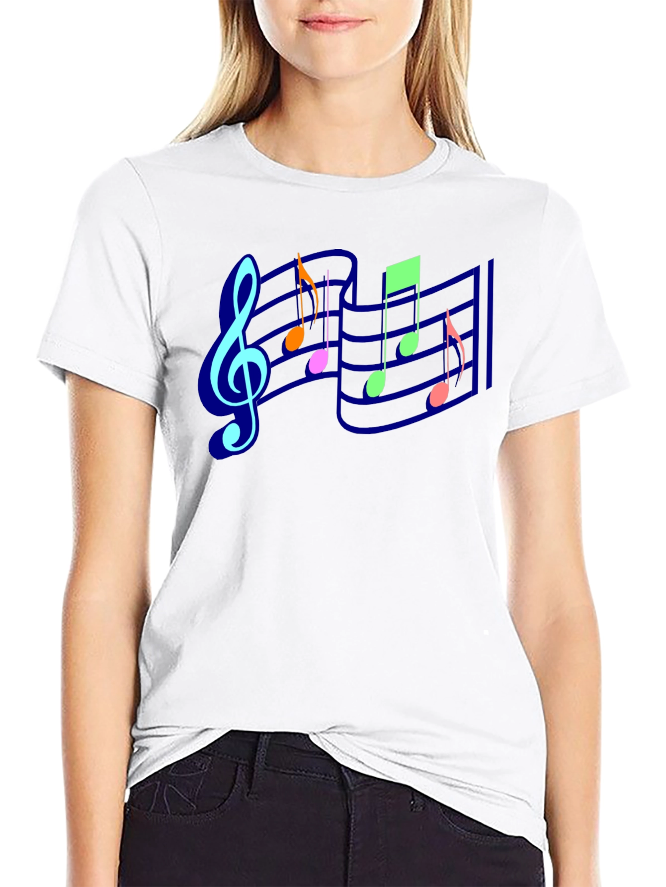 Musical Notes Graphic Tee - Black