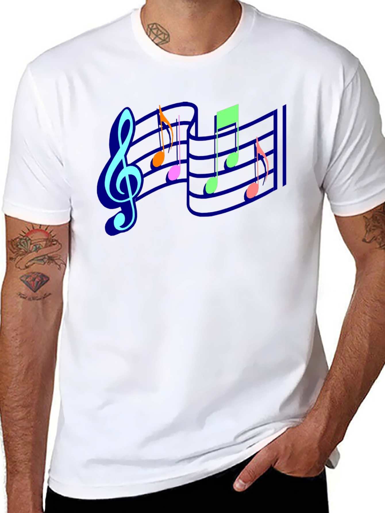 Musical Notes Graphic Tee - Black