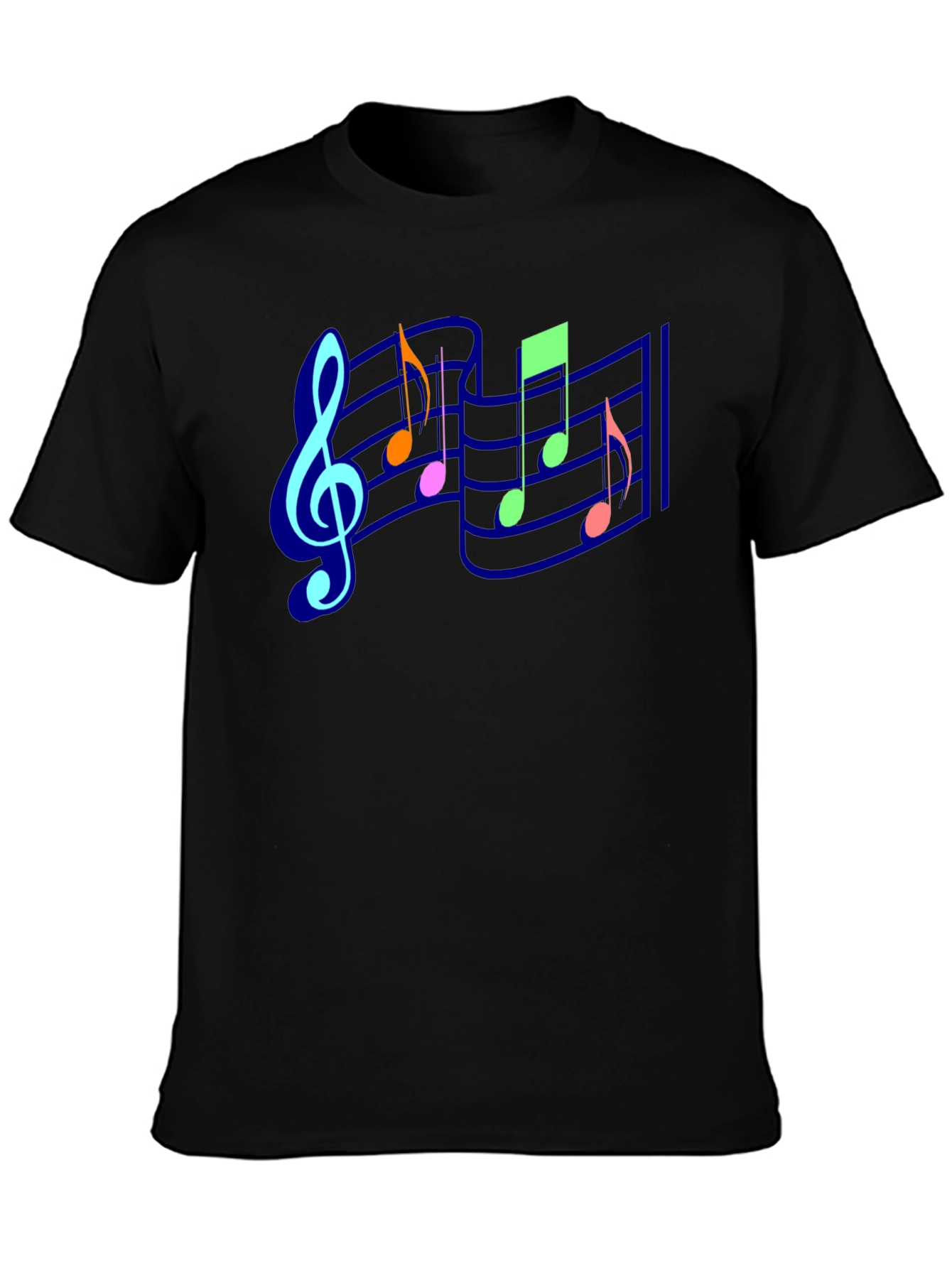 Musical Notes Graphic Tee - Black