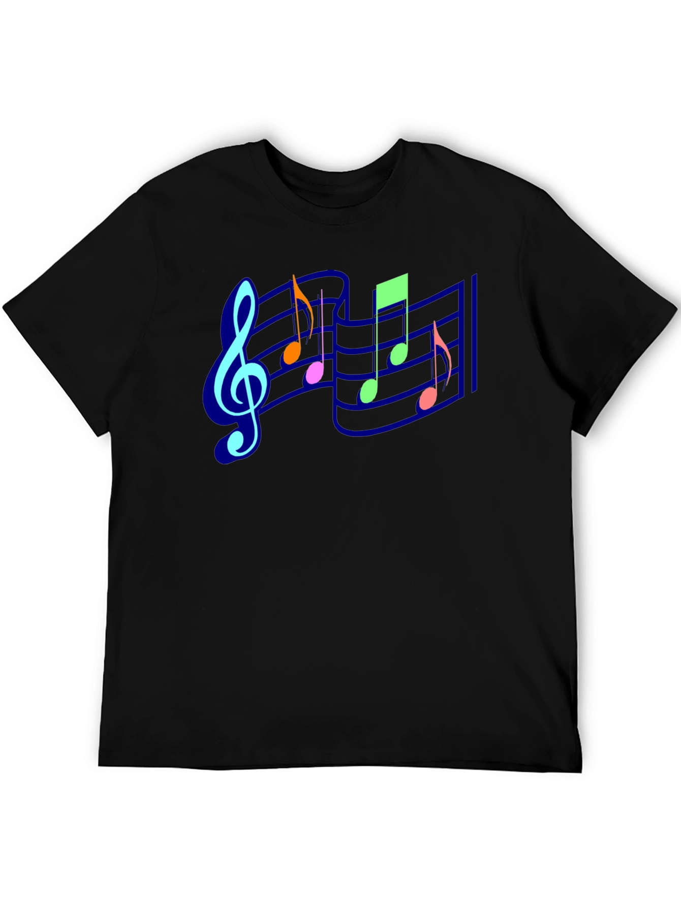 Musical Notes Graphic Tee - Black