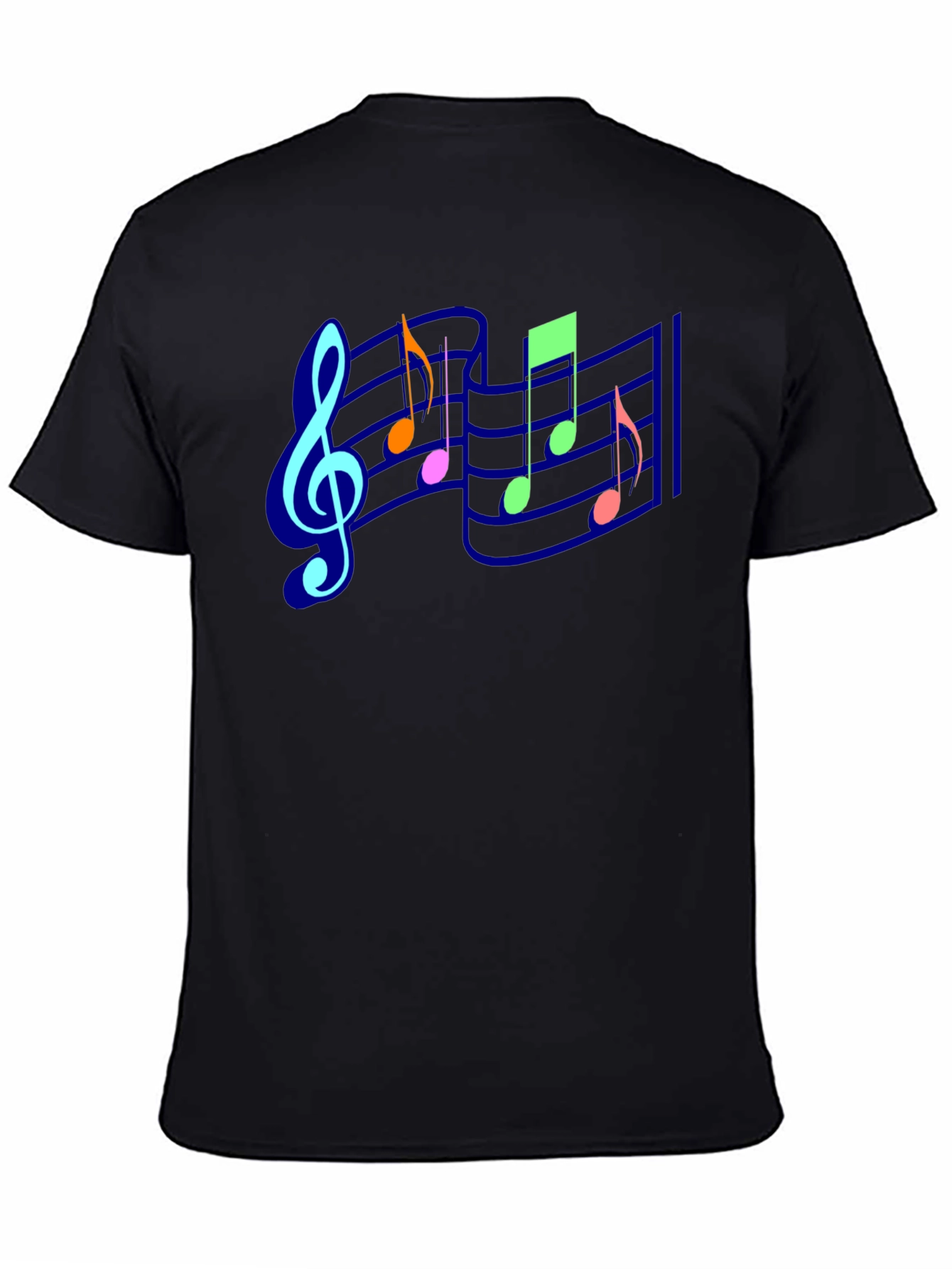 Musical Notes Graphic Tee - Black