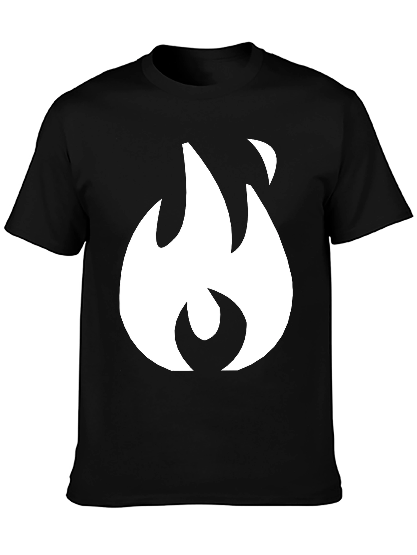 Black T-Shirt with White Flame Graphic