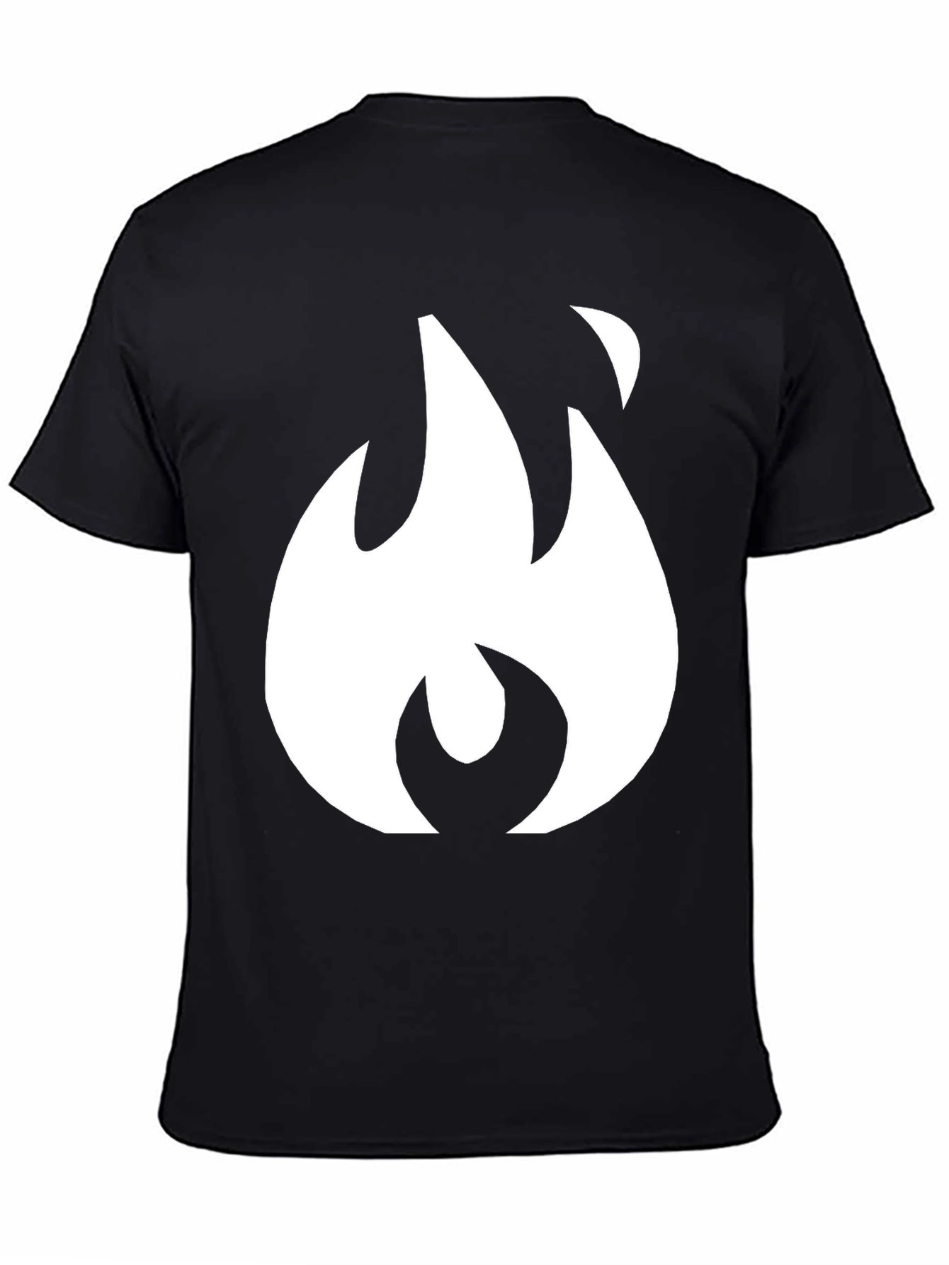 Black T-Shirt with White Flame Graphic