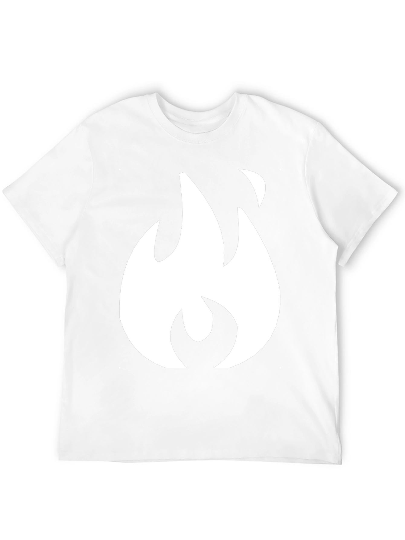 Black T-Shirt with White Flame Graphic