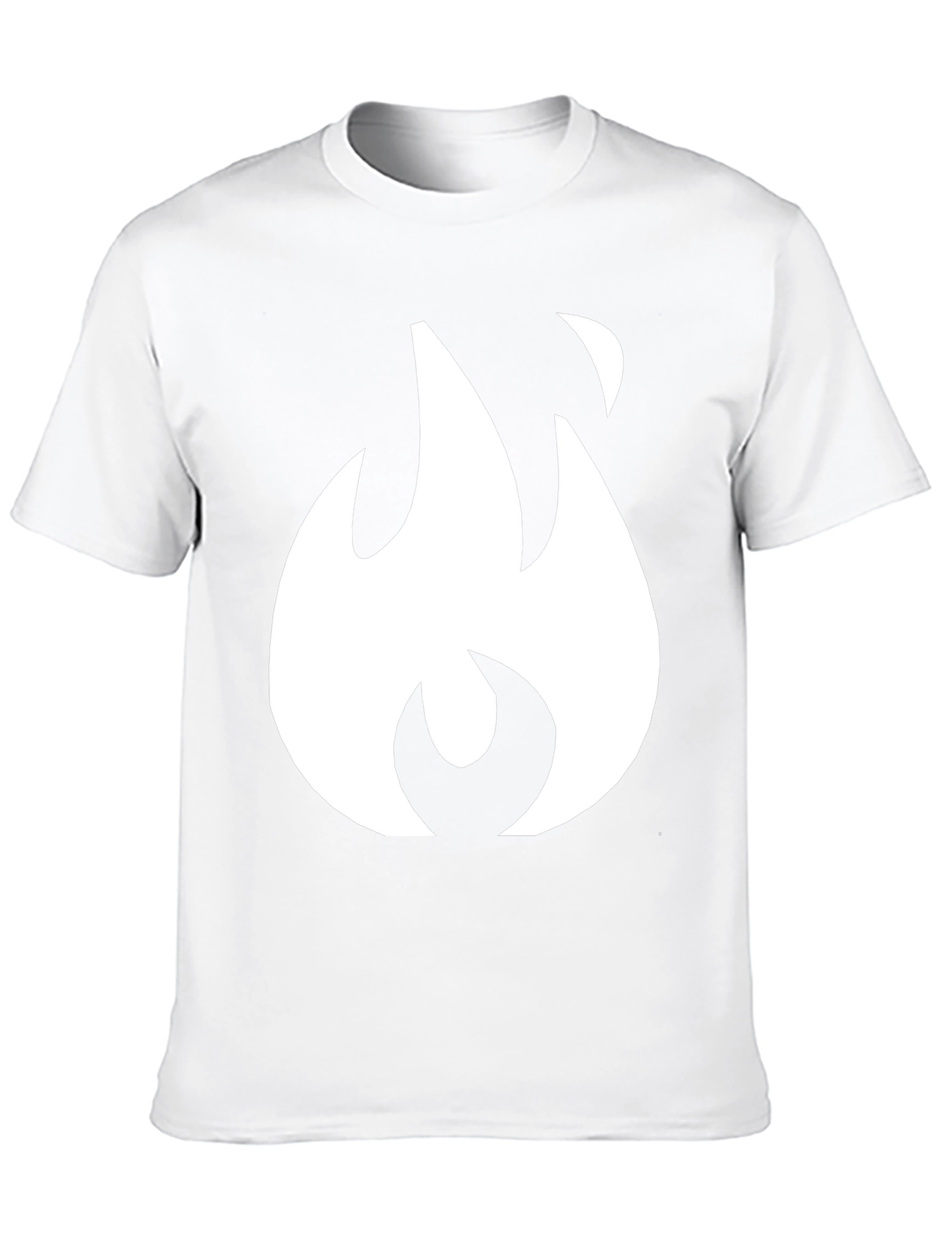 Black T-Shirt with White Flame Graphic