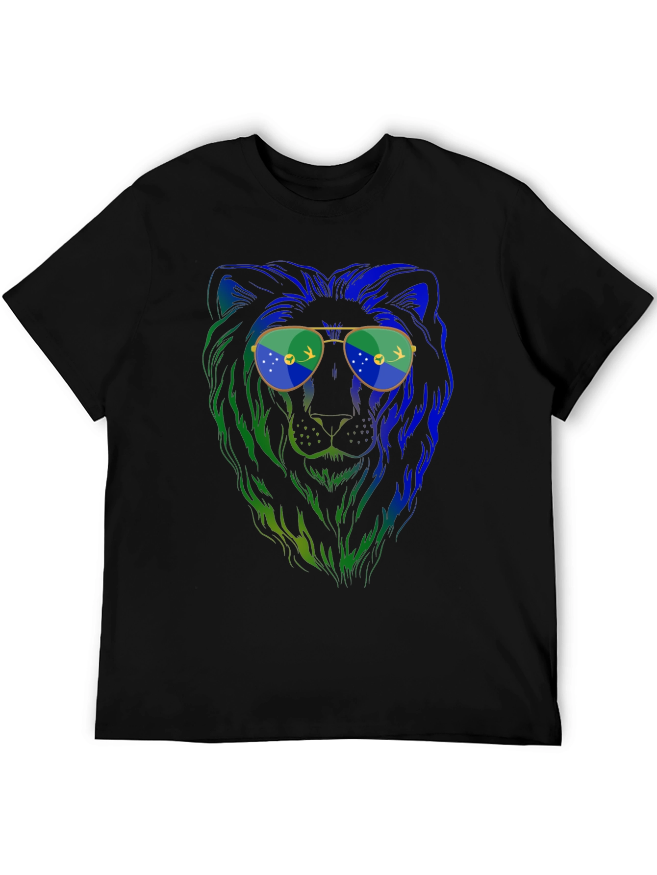 Lion with Sunglasses Graphic Tee - Mens Black T-Shirt