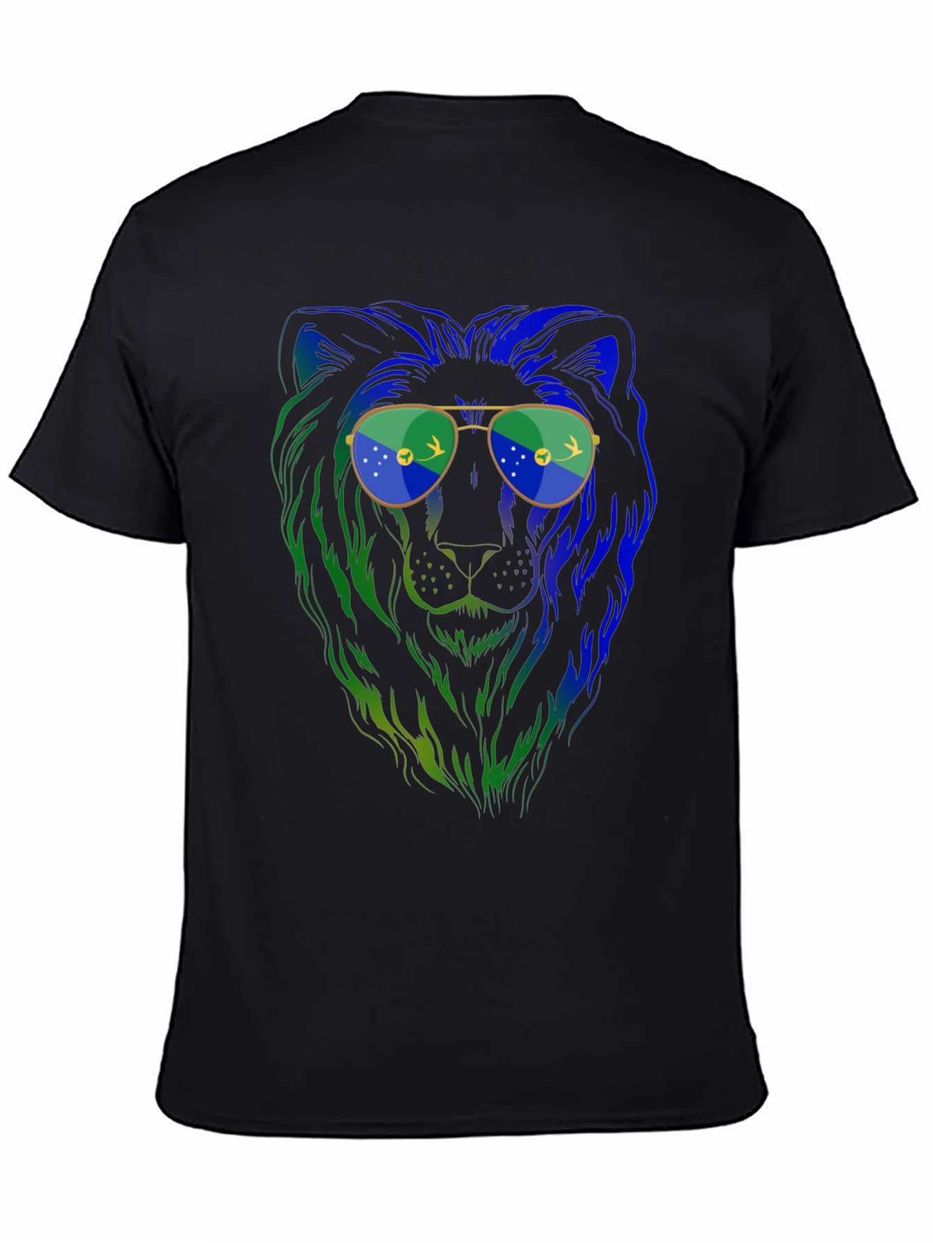 Lion with Sunglasses Graphic Tee - Mens Black T-Shirt
