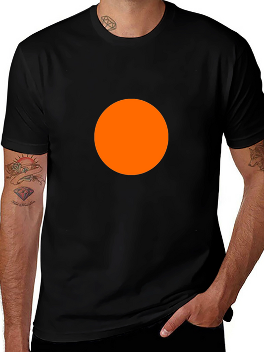 Bold Orange Circle on Black Tee - Modern Casual Wear