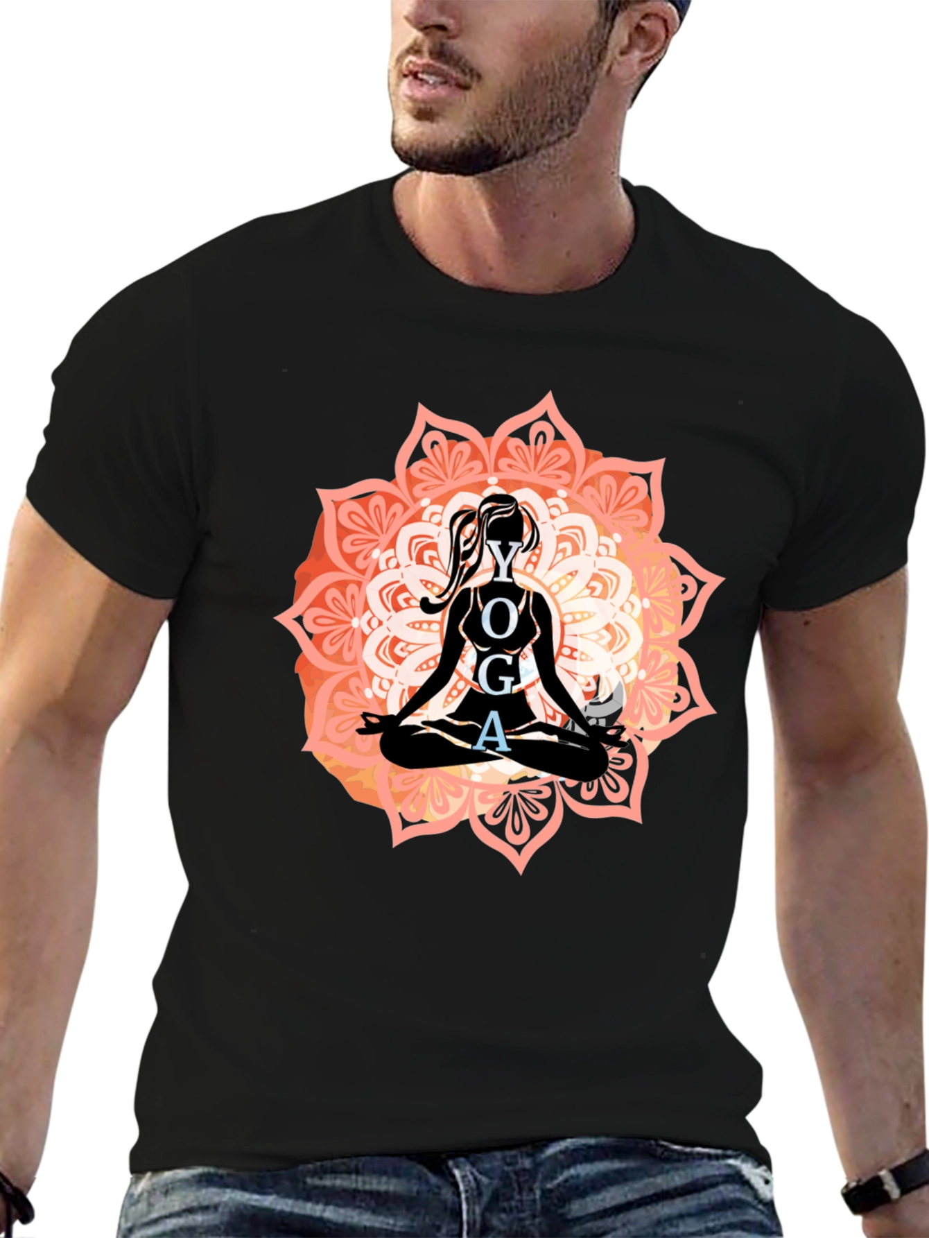 Yoga Mandala Graphic T-Shirt - Relaxed Fit