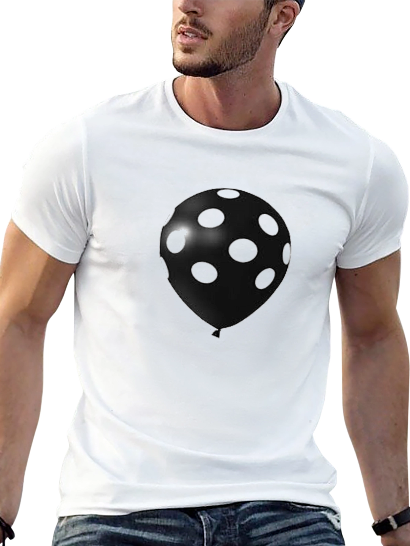 Polka Dot Balloon Graphic Tee - Black