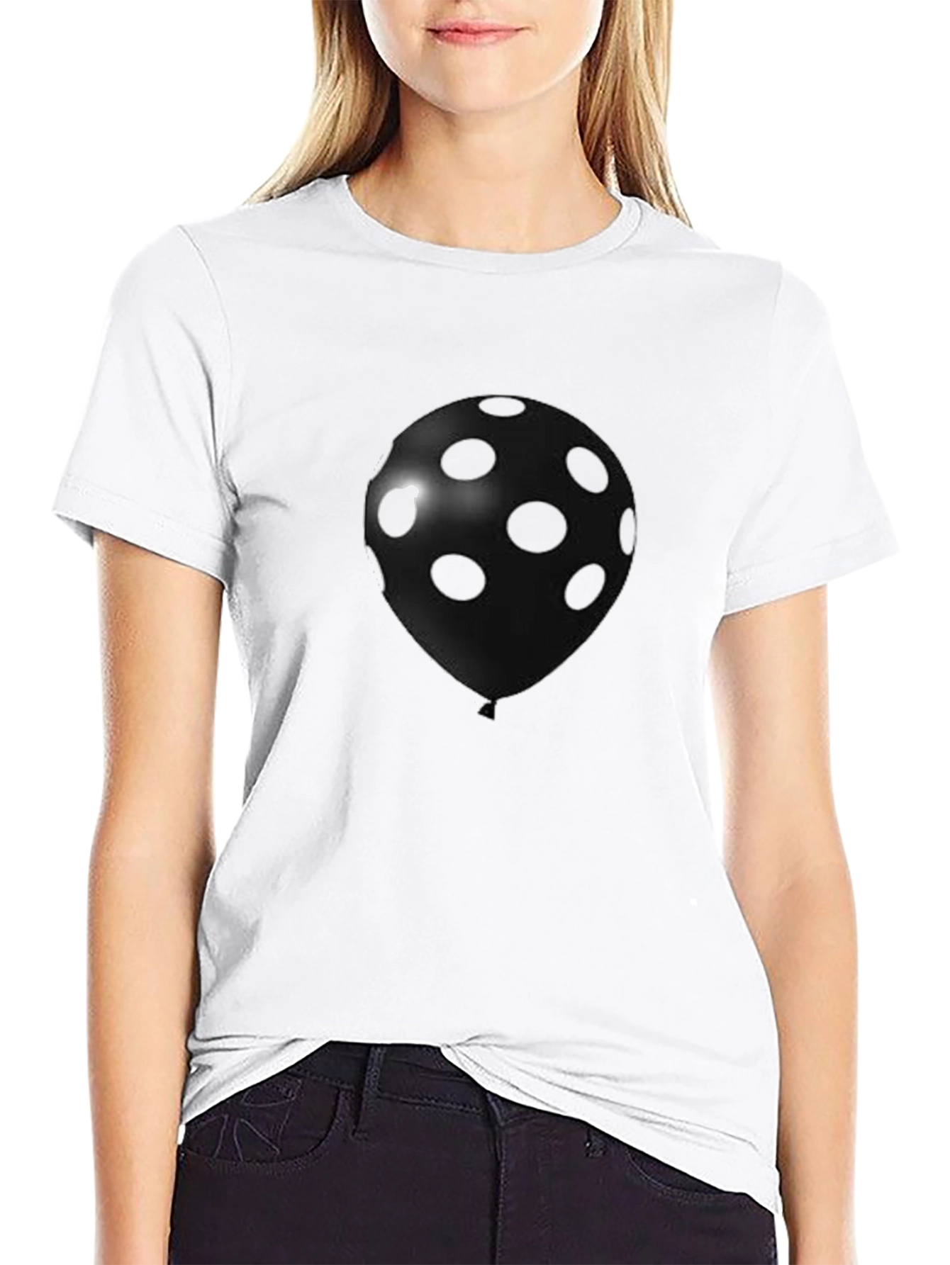 Polka Dot Balloon Graphic Tee - Black