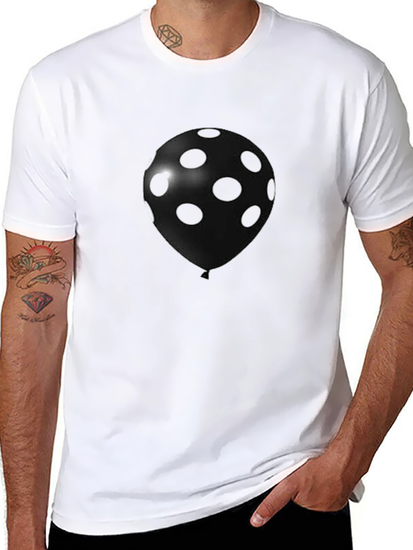 Polka Dot Balloon Graphic Tee - Black