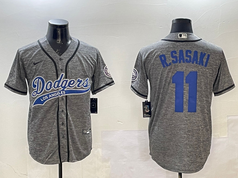 Men's Los Angeles Dodgers Roki Sasaki #11 Gray Game Jerseys